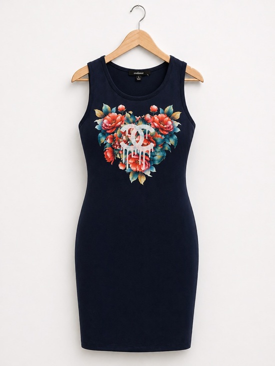 Handmade Dresses & Skirts - Navy Floral-Graphic Tank Dress